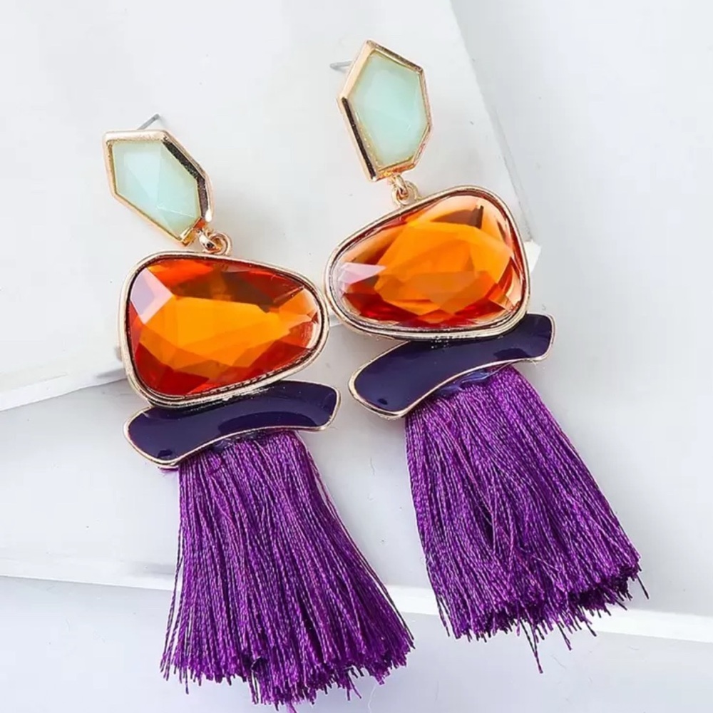 🆕Fringe jewel fusion earrings
